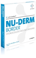 KCI USA HCB102, ACELITY NU-DERM HYDROCOLLOID WOUND DRESSING Border Hydrocolloid Dressing (film backing), 2" x 2", 20/tray, 5 tray/cs (Not Available for Sale into Canada), CS