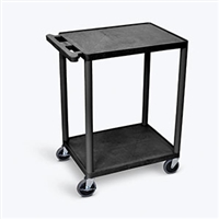 Luxor HE32-B, LUXOR UTILITY CARTS Cart, Two Shelves, Foam Plastic, Black, 24"W x 18"D x 33.5"H, (4) 4" Heavy Duty Casters (2 with Locking Brakes), Maximum Weight Capacity 400lbs (DROP SHIP ONLY), EA