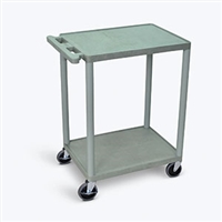 Luxor HE32-G, LUXOR UTILITY CARTS Cart, Two Shelves, Foam Plastic, Gray, 24"W x 18"D x 33.5"H, (4) 4" Heavy Duty Casters (2 with Locking Brakes), Maximum Weight Capacity 400lbs (DROP SHIP ONLY), EA