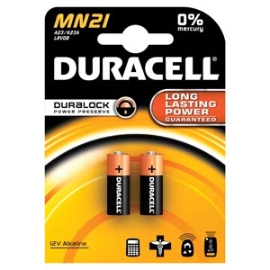 Duracell MN21B2PK, DURACELL COPPERTOP ALKALINE RETAIL BATTERY WITH DURALOCK POWER PRESERVE TECHNOLOGY Battery, Alkaline, Size 12V, 2pk, 6pk/bx (UPC# 66150), BX