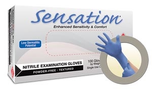 Microflex Corporation N730, MICROFLEX SENSATION POWDER-FREE NITRILE EXAM GLOVES Exam Gloves, PF Nitrile, Textured Fingers, Blue, X-Small, 100/bx, 10 bx/cs (For Sale in US Only), CS