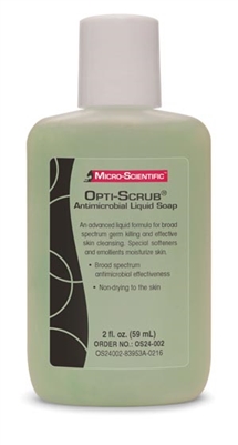 Micro-Scientific, USA OS24-002, MICRO-SCIENTIFIC OPTI-SCRUB SKIN CLEANSER Opti-Scrub Liquid Antimicrobial Skin Cleanser, Squeeze Bottle with Flip Top,  2 oz, 24/cs, CS