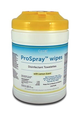 Certol PSWC, CERTOL PROSPRAY WIPES Disinfectant Wipes, 6 x 6", 240/canister, 12 can/cs, CS