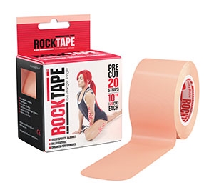 RockTape, Inc. RCT100-BG-PC, ROCKTAPE PRECUT KINESIOLOGY TAPE Pre-Cut Kinesiology Tape, 2" x 10" Pre-Cut Strips, Beige, Latex Free, 20 strips/roll, 6 rolls/bx (42 bx/plt) (Products cannot be sold on Amazon.com or any oth