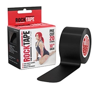 RockTape, Inc. RCT100-BK-PC, ROCKTAPE PRECUT KINESIOLOGY TAPE Pre-Cut Kinesiology Tape, 2" x 10" Pre-Cut Strips, Black, Latex Free, 20 strips/roll, 6 rolls/bx (42 bx/plt) (Products cannot be sold on Amazon.com or any oth