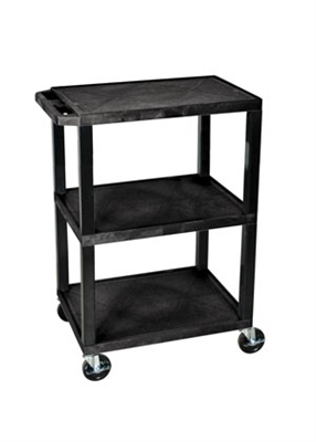 Luxor WT34GYS, LUXOR UTILITY CARTS Utility Cart, Shelf Clearance 12", 200 lbs Capacity (evenly distributed), 18"D x 24"W, Gray, EA