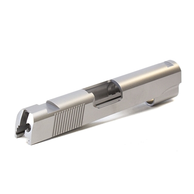 1911 Commander Stainless .40 S&W/10mm Slide with Classic Style Rear Serrations and Novak Sight Cuts