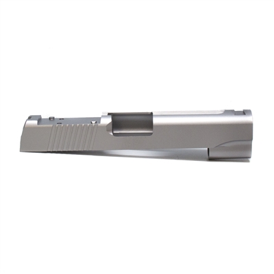 1911 Commander Stainless 9mm Slide with Tactical Style Rear and Top Serration and Deltapoint Rear Sight Cut