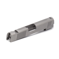 1911 Commander Stainless 9mm Slide with Tactical Style Front, Rear, and Top Serrations and Novak Sight Cuts
