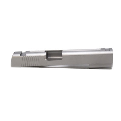 1911 Government Stainless .45 ACP Slide, Slab Side, with Tactical Style Rear and Top Serrations and Novak Sight Cuts