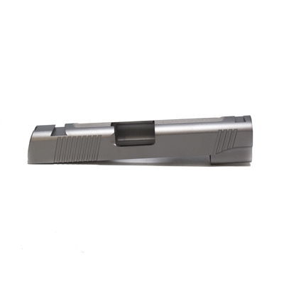 1911 Commander Stainless .40 S&W/10mm Slide with Tactical Style Front, Rear, and Top Serrations and Novak Sight Cuts