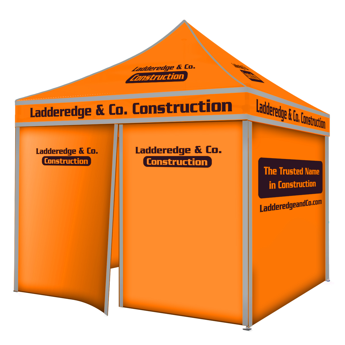 10ft Pop Up Canopy (Steel) - Full Color with 4 Full Walls - Zipper Door Opening - with Noctilucent Fabric