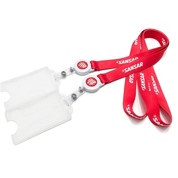 Bulldog Clip Lanyard with Plastic Badge and Card Pouch