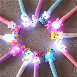 Light Up Novelty Pens with Character Tops