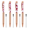 Rose Gold Ball Point Pen w/ Dynamic Floral Accent