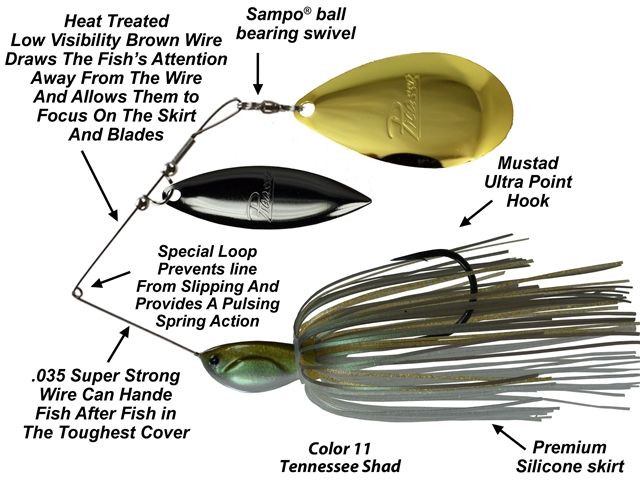Picasso Spinnerbaits -  INVIZ-WIRE- Willow Indiana-Super Strong