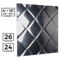 Chrome Quilted Sheet Metal - Mirror Finish - 4' x 10' - (48" x 120")