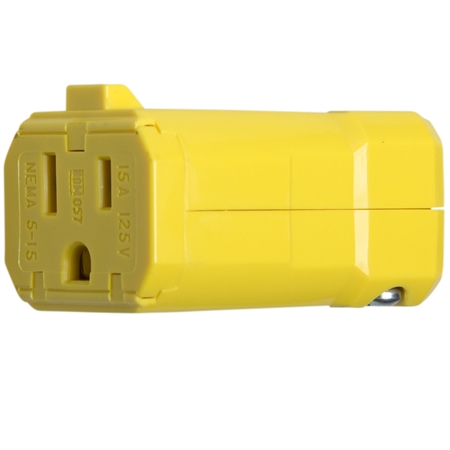 Connectors - 2 Pole, 3 Wire - 15A-125V - Female Receptacle - Yellow