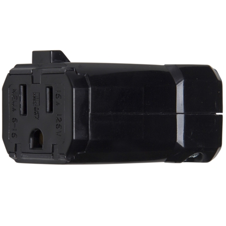 Connectors - 2 Pole, 3 Wire - 15A-125V - Female Receptacle - Black