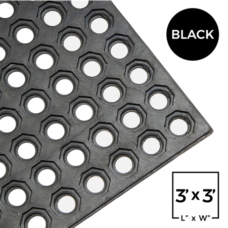 Floor Mat - Rubber - Interlocking - Black