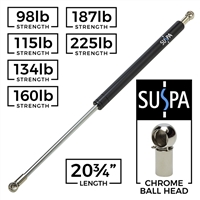 Suspa Chrome Ball Head Gas Spring Hydraulic Shock - 20-3/4"