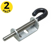 Aluminum Bolt Latch w/ Hook Pull and Stop Pin - Spring Loaded - Rubber Grip
