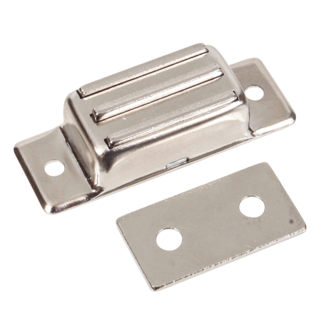 Magnetic Catch - Brass - Nickel Plated - 2" x 3/4" x 1/2"
