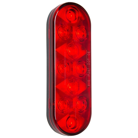 10 LED Oval Stop, Turn & Tail - Red/Red