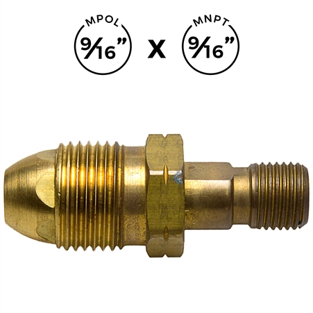 High Pressure Gas Connections - M. Hard Nose POL x 9/16" 18 Left Hand (Marshall Excelsior)