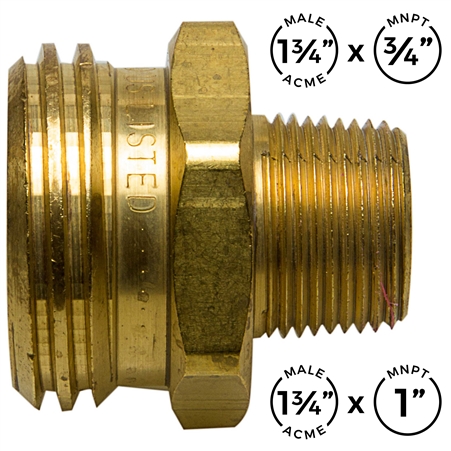 Acme Adapters - 1-3/4" M.Acme x 3/4" MNPT (Marshall Excelsior)