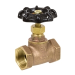 Brass Straight Stop w/ Stuffing Box - Threaded
