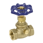 Brass Straight Stop w/ Drain - Threaded