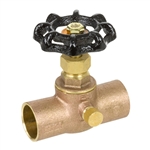 Brass Straight Stop w/ Drain - Sweat