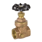 Brass Gate Valve w/ Drain - Threaded