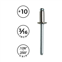 #10 - 3/16" - SS Rivet - Small Grip .126"-.250" - (3lb)