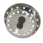 Drain Strainer - Sink - Stainless - 3" Round - 2-1/2" Stopper