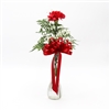 Single carnation in vase with filler