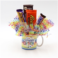 Birthday mug with filler paper and candy