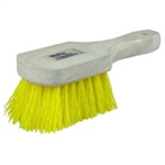 FBPO408 Weiler Brush 8-1/2" Yellow Polypropylene Utility Scrub Brush Wood Block - 2" Trim Length