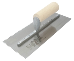 MT704 Marshalltown 11 x 4 1/2 Notched Trowel-3/32 x 3/32 x 1/8 'U' w/Straight Wood Handle