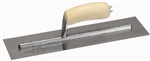 MTMXS73SS Marshalltown 14 X 4 3/4" Bright Stainless Steel Finishing Trowel with Wooden Handle