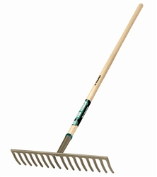 TR31383 Truper 16Tine Level Head Rake with 60” Wood Handle. Curved Tines. Sold in 6 pks