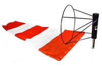 18" x 60" Orange And White Windsock and Ball Bearing Frame Combo