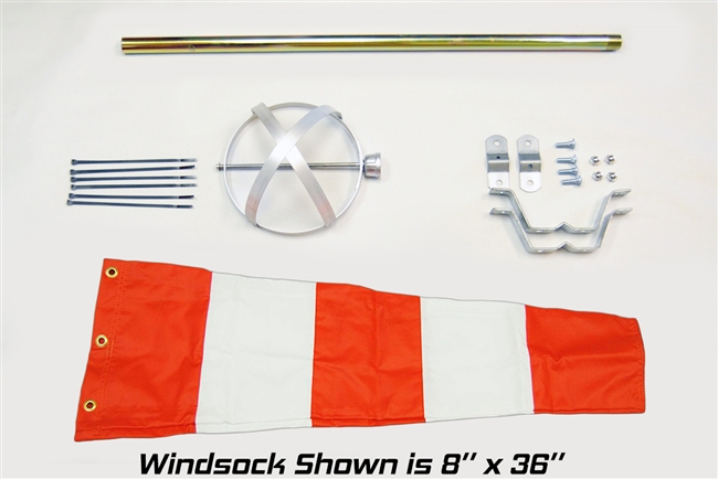 13" x 54" Orange/White Windsock And Frame Kit - Vertical Mount