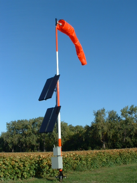 Solar Powered Lighted Windsock And Pole System