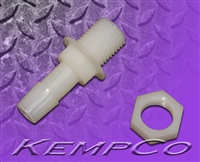 3/8" Hose-Barb Thru-Panel Adapter with Hex Nut - Natural Nylon