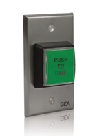10ACPBSS1 - Green Illuminated Push Button "Push to Exit" Single Gang 2" x 4" - (BEA Push Plates)