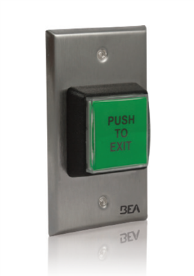 10ACPBSS1 - Green Illuminated Push Button "Push to Exit" Single Gang 2" x 4" - (BEA Push Plates)