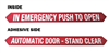 19-24-001 - "In Emergency Push To Open / Automatic Door - Stand Clear" - 1 3/4"H x 16 3/4"W - (Two Sided) - ANSI 156.10 COMPLIANT - (Decal)