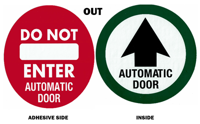 75-20-100 - "OUT ONLY" - 7 1/2"H x 7 1/2"W - (Two Sided) - ANSI 156.10 COMPLIANT - (Decal)